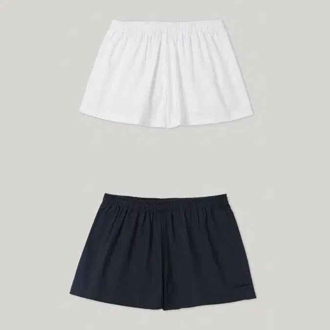 [BUNJANG] Smoothmood Bedroom Shorts Set (White, Navy) / 스무스무드 베드룸 쇼츠 (화이트, 네이비 일괄)