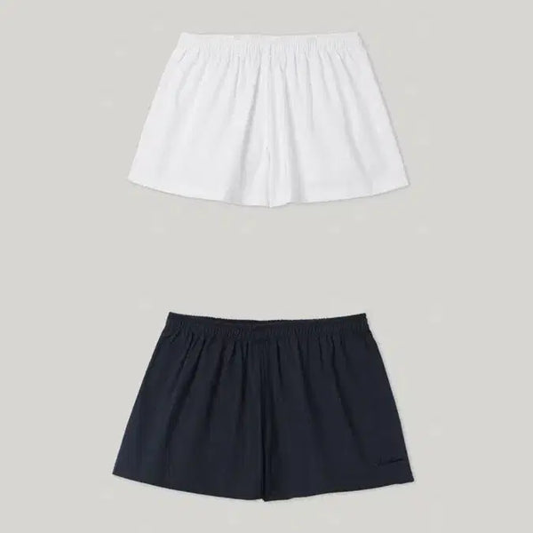 [BUNJANG] Smoothmood Bedroom Shorts Set (White, Navy) / 스무스무드 베드룸 쇼츠 (화이트, 네이비 일괄)