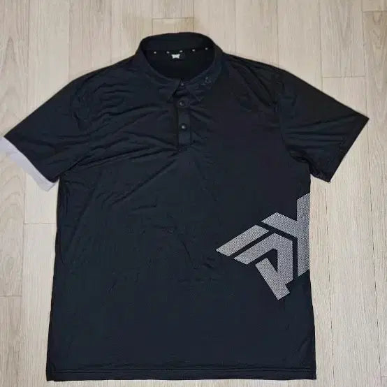 [BUNJANG] PXG Double Stripe Polo Shirt Black 110 / PXG 이중 스트라이프 폴로 셔츠 블랙 110 가슴단면 58