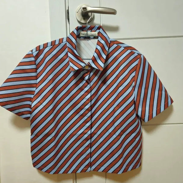 [BUNJANG] Margarin Fingers Stripe Short Sleeve Shirt / 마가린핑거스 스트라이프 반팔 셔츠