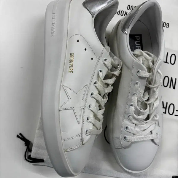 [BUNJANG] Golden Goose Pure Sneakers White Silver / 정품 전시품)골든구스 퓨어 스니커즈 화이트 실버