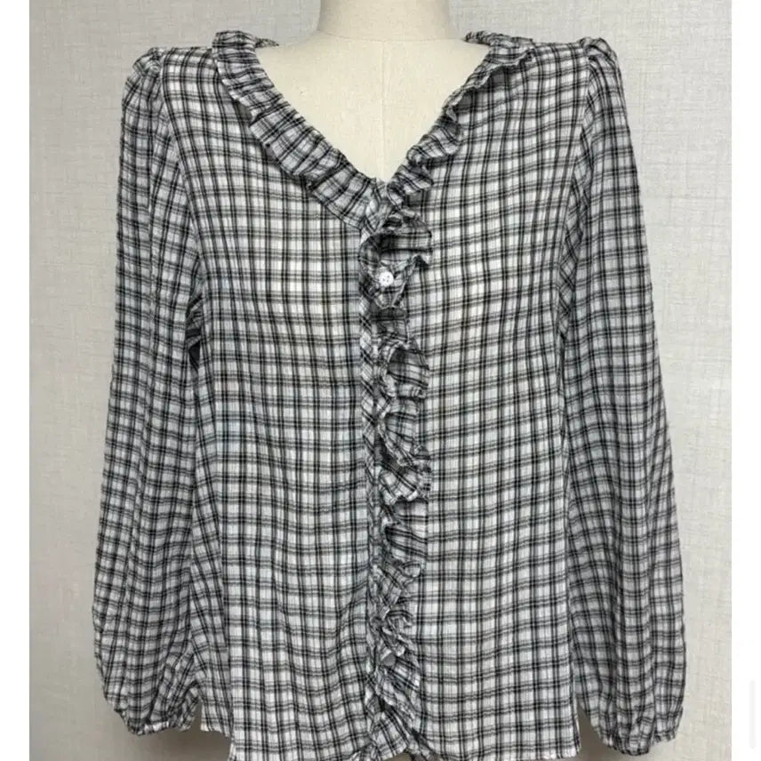 [BUNJANG] Pompy Summer May Check Blouse / -77 새상품 폼피 여름 메이 체크 블라우스 통통녀 여름 블라우스