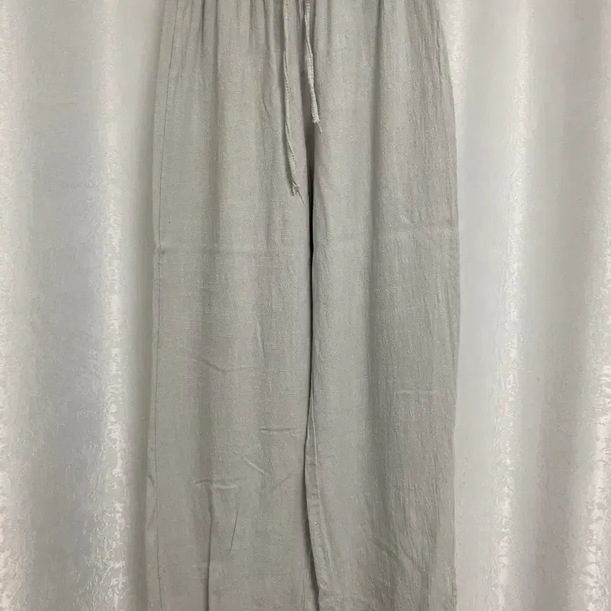 [BUNJANG] Semi-Wide Fit Summer Pants with Elastic Waistband / 여름 바지 그레이 썸머 팬츠 일자 스트레이핏 세미 와이드 허리 밴딩