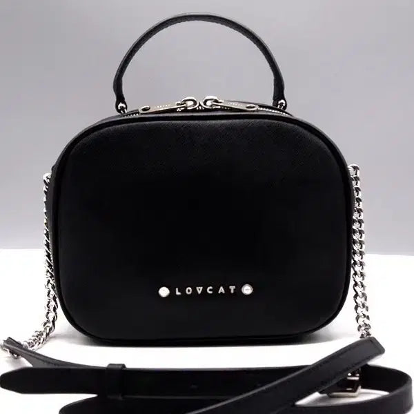 [BUNJANG] Lovecat Black Leather Crossbody Bag / 러브캣 여성가방