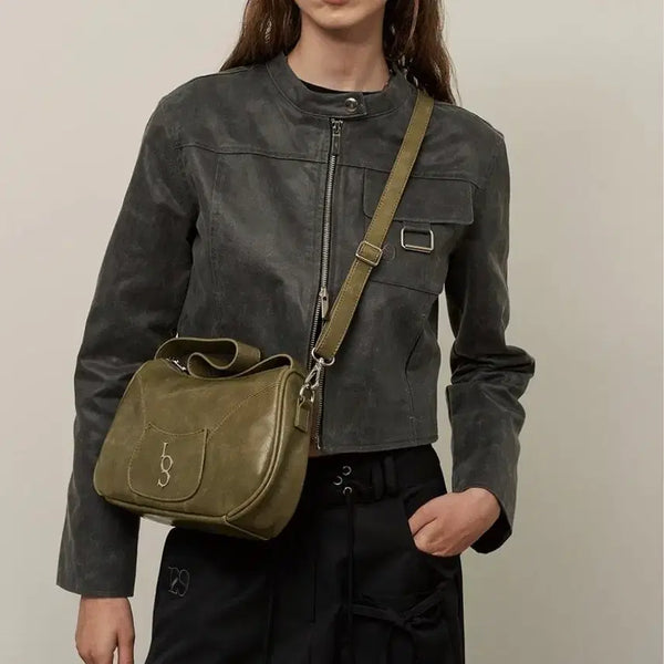 [BUNJANG] Illygo Signature Olive Green Shoulder Bag / 일리고 시그니처 올리브 그린 숄더백(새상품)
