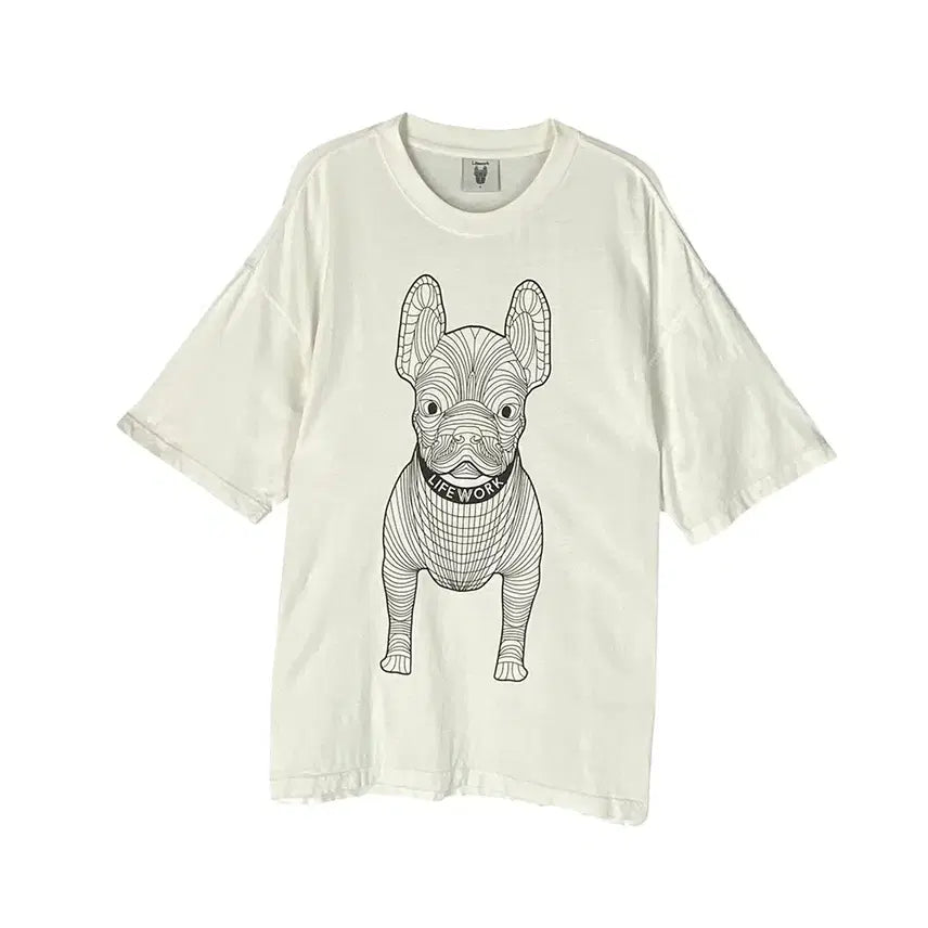[BUNJANG] LifeWork French Bulldog Oversized Short-Sleeve T-Shirt (L) / 836. 라이프워크 프렌치불독 오버핏 반팔 티셔츠 (L)