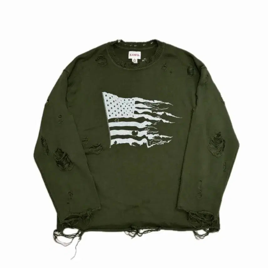 [BUNJANG] KAMIYA Distressed Flag Knit / KAMIYA 카미야 디스트로이드 플래그 니트