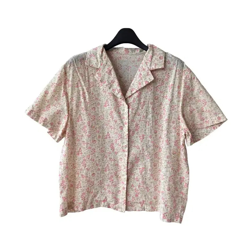 [BUNJANG] Pink Floral Collar Shirt / L/핑크 꽃무늬 카라셔츠