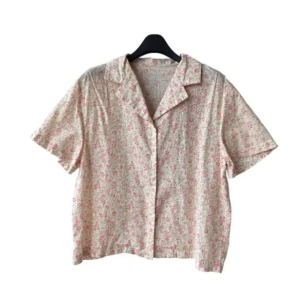[BUNJANG] Pink Floral Collar Shirt / L/핑크 꽃무늬 카라셔츠