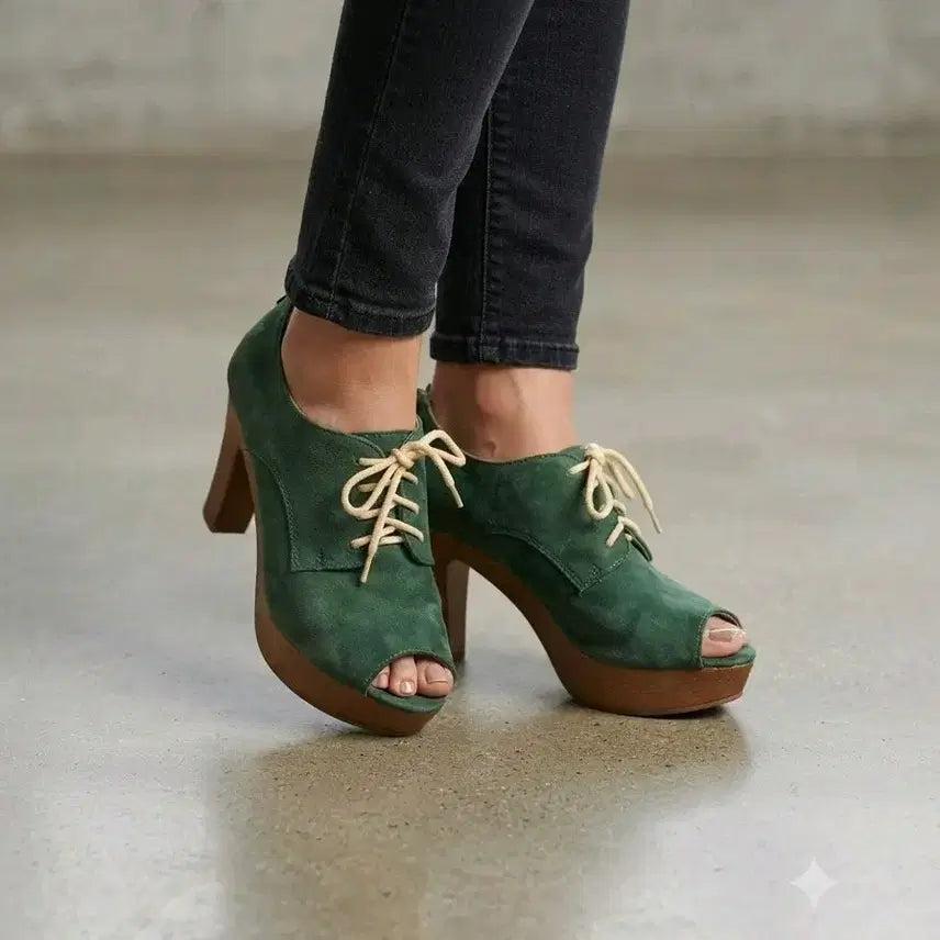[BUNJANG] THE C.O.C Open Toe Platform Heels (230) / 뒷지퍼 오픈토 가보시힐 230