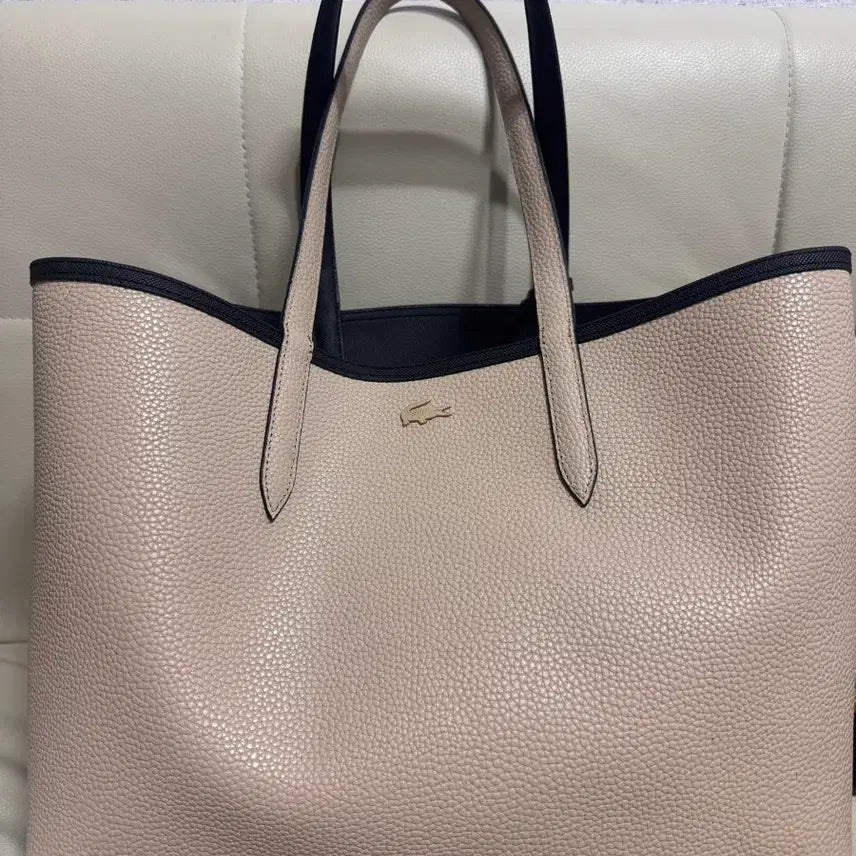 [BUNJANG] Lacoste Reversible Tote Bag Beige/Black / 라코스테 리버서블 토트백 베이지/블랙