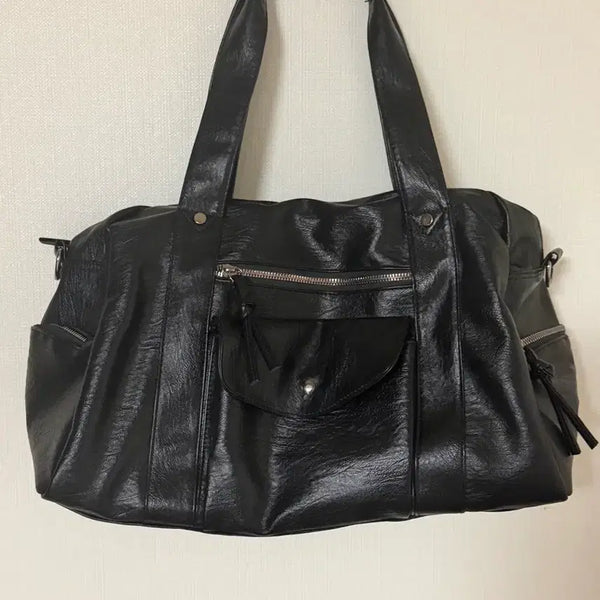 [BUNJANG] Leather Boston Bag Black / 레더 보스턴백 블랙
