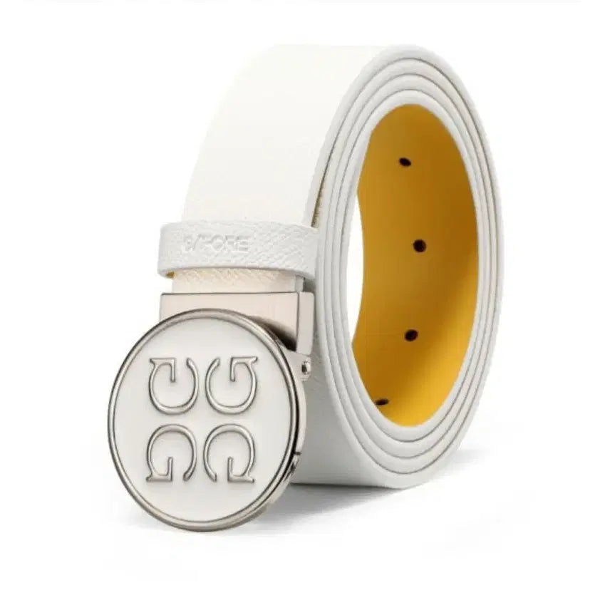 [BUNJANG] GAPORE Logo Buckle White Leather Belt / GAPORE 로고 버클 흰색 가죽 벨트