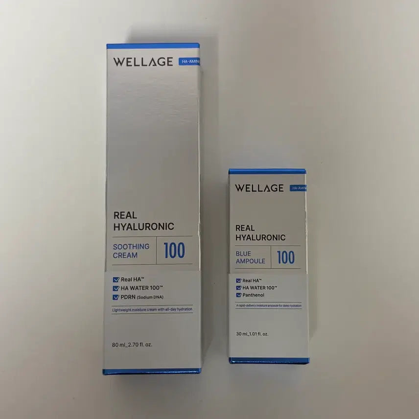 [BUNJANG] Wellage Real Hyaluronic Soothing Cream & Ampoule Set / 웰라쥬 리얼 하이알루로닉 수딩 크림 & 앰플