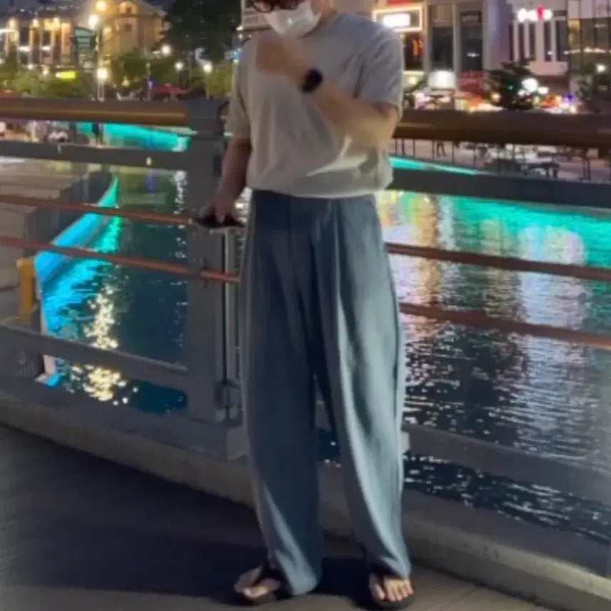 [BUNJANG] Linen Wide Pintuck Slacks (Size M) / 린넨 와이드 핀턱 슬랙스 M