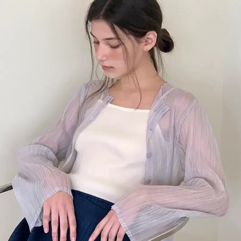 [BUNJANG] Around You Pleats Button Cardigan Grey / 어라운드율 플리츠 버튼가디건 그레이컬러
