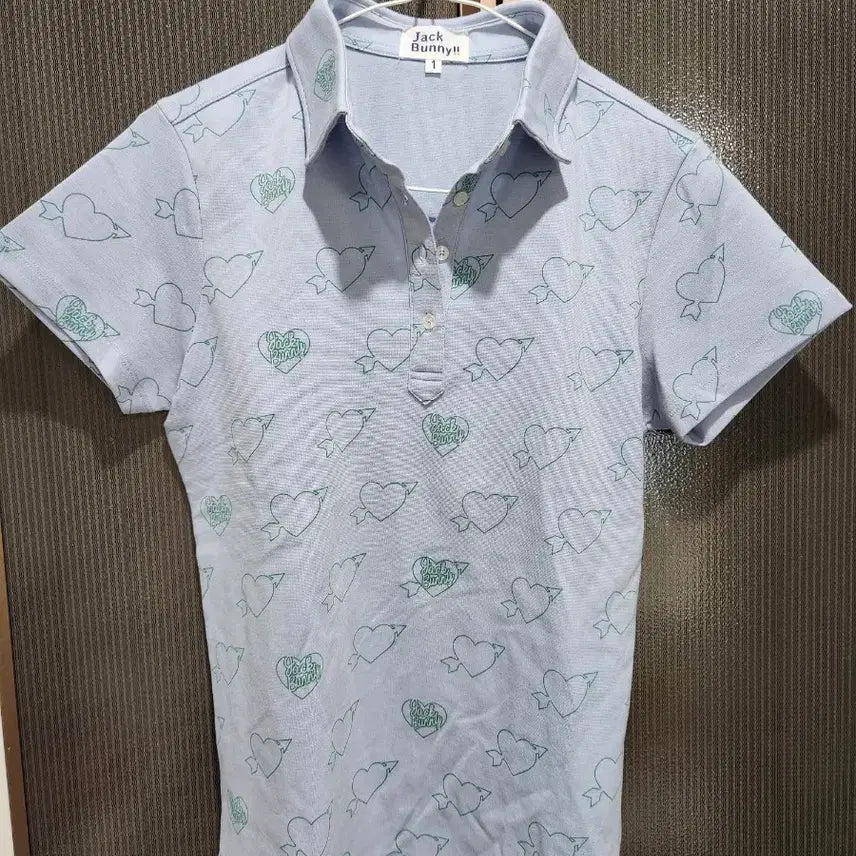 [BUNJANG] Jack Bunny Heart Pattern Short Sleeve Polo Shirt / 잭버니 하트 패턴 반팔 카라티