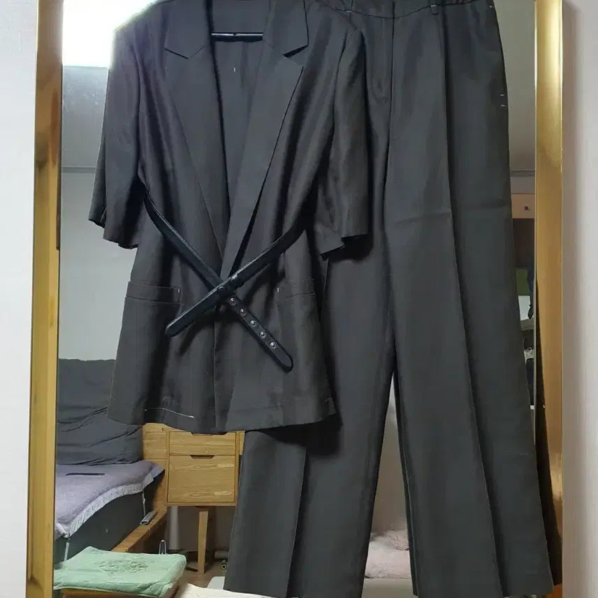 [BUNJANG] TIME Linen Setup Jacket & Pants Set (Khaki) / 타임 여름 린넨 셋업(카키컬러)