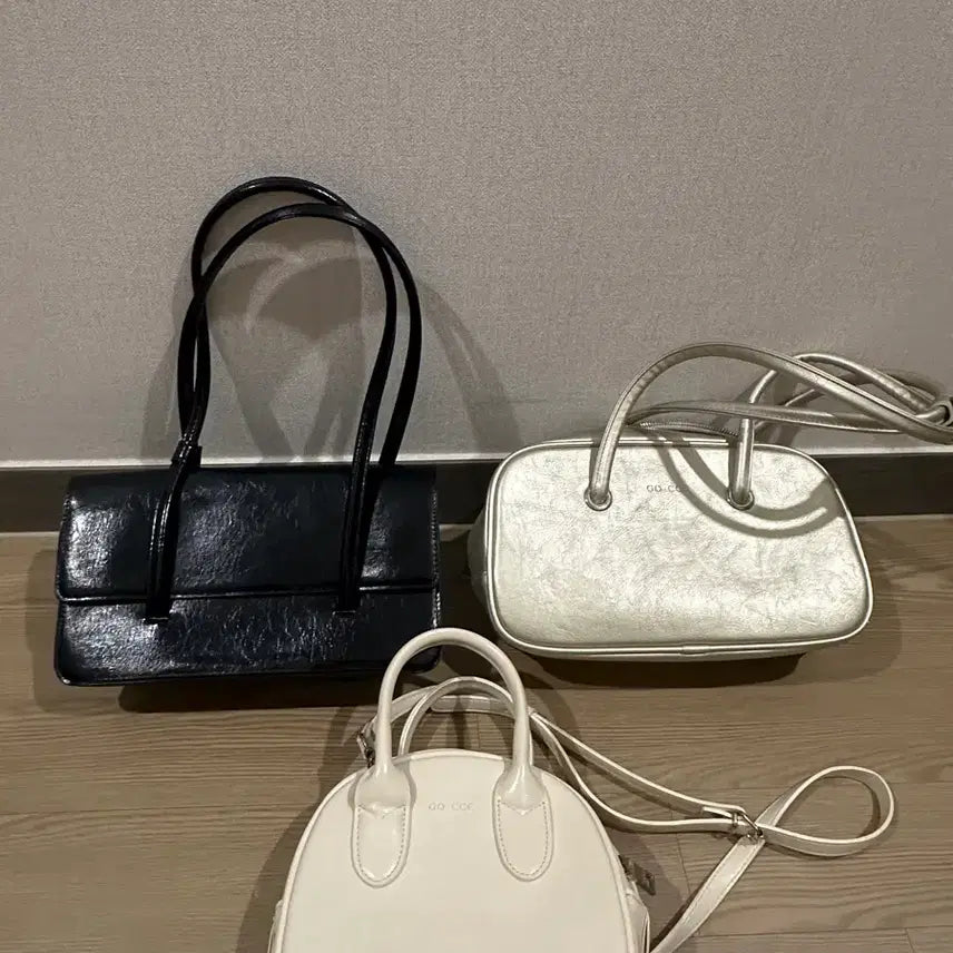 [BUNJANG] 3-Piece Bag Set (White/Silver/Black) / 가방 3종 세트 (화이트/실버/블랙)