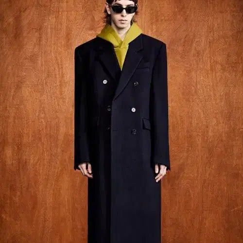 [BUNJANG] Ellmoud Woolhide Double Coat Deep Navy / 엘무드 울프하이드 더블코트 딥네이비