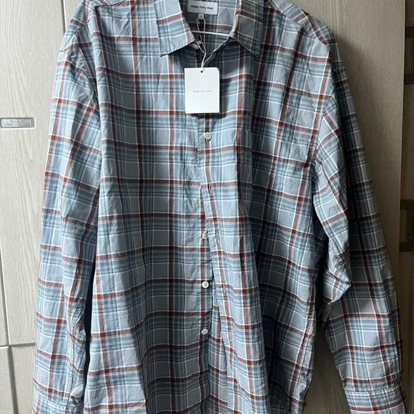 [BUNJANG] Steady Everywear Relaxed Large Check Shirt (Light Blue) / 스테디에브리웨어 릴렉스드 라지 체크 셔츠 (라이트 블루)