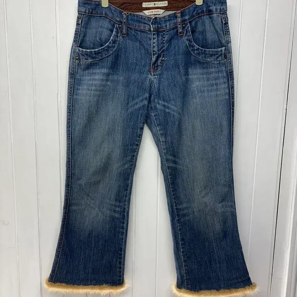 [BUNJANG] Tommy Hilfiger Vintage Fur Trimmed Low-Rise Bootcut Denim Jeans / 타미힐피거 퍼 트림 로우라이즈 부츠컷 데님 여성27-28인치 ㅡ0718