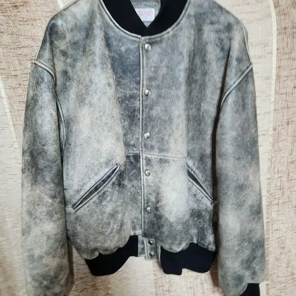 [BUNJANG] Benetton Vintage Leather Bomber Jacket (Size 105) / 베네통 빈티지 레더 봄버 자켓 (50)