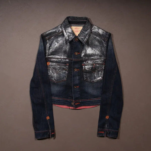[BUNJANG] Levi's Punk Glitter Cropped Denim Jacket / 리바이스 펑크 글리터 크롭 데님자켓 A381