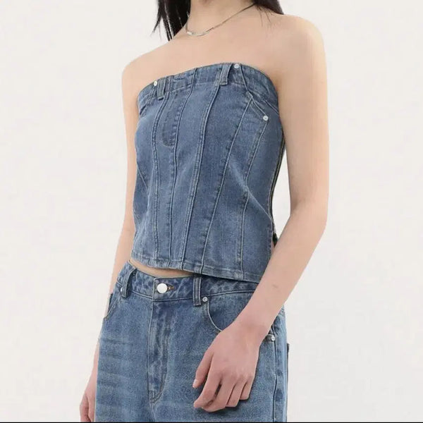 [BUNJANG] KIMUIR Denim Bustier / 키뮤어 데님 뷔스티에