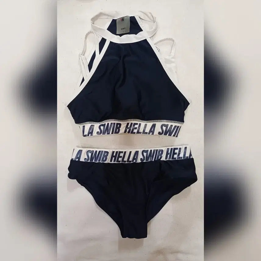 [BUNJANG] Navy & White Bikini Set - Size S / 네이비 비키니 s