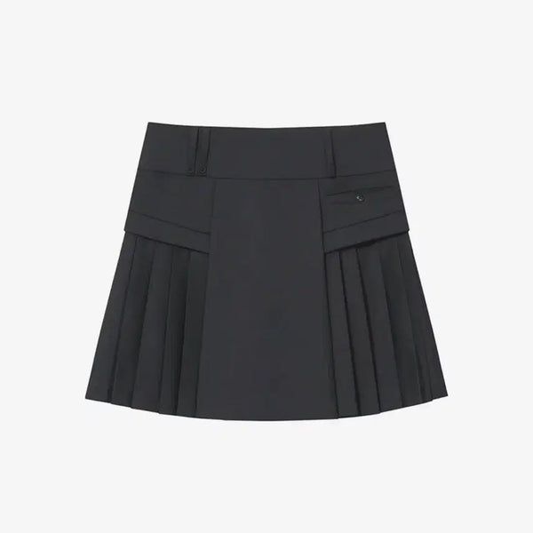 [BUNJANG] MiseKi Seoul Side Pleats Line Midi Skirt CHARCOAL / 미세키서울 Side pleats line midi skirt CHARCOAL