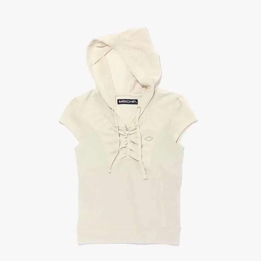 [BUNJANG] Mischief Hooded Track Zip-up Cream Short Sleeve / 미스치프 후디드 트랙집업 크림 반팔