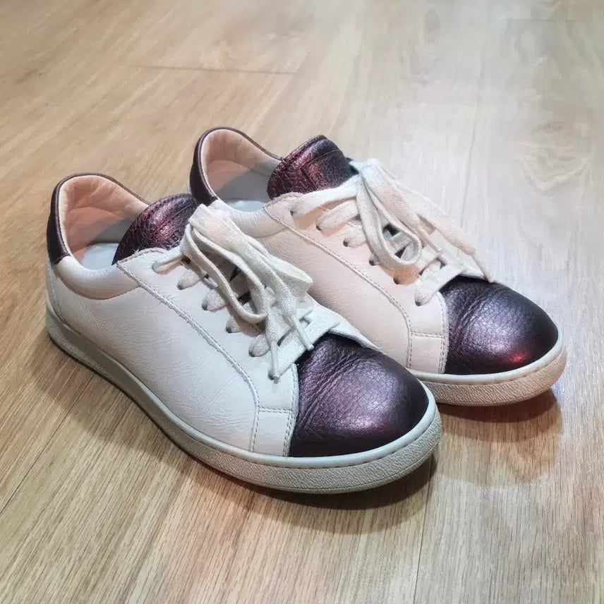 [BUNJANG] Brunello Cucinelli Cream/Metallic Plum Leather Sneakers / 브루넬로 쿠치넬리 크림/메탈릭플럼 스니커즈  36