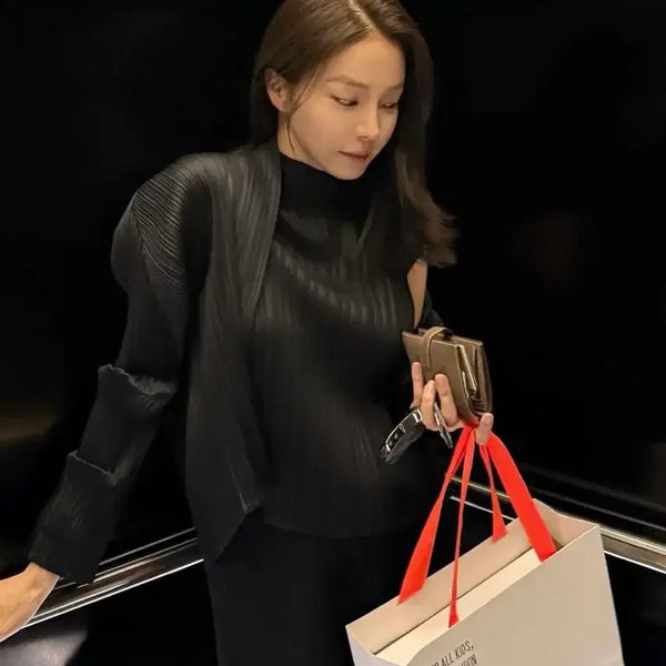 [BUNJANG] Ceeci Urban Pleats Jacket Black / (ceeci) 씨에씨 얼반 플리츠 자켓 블랙 한번 착용