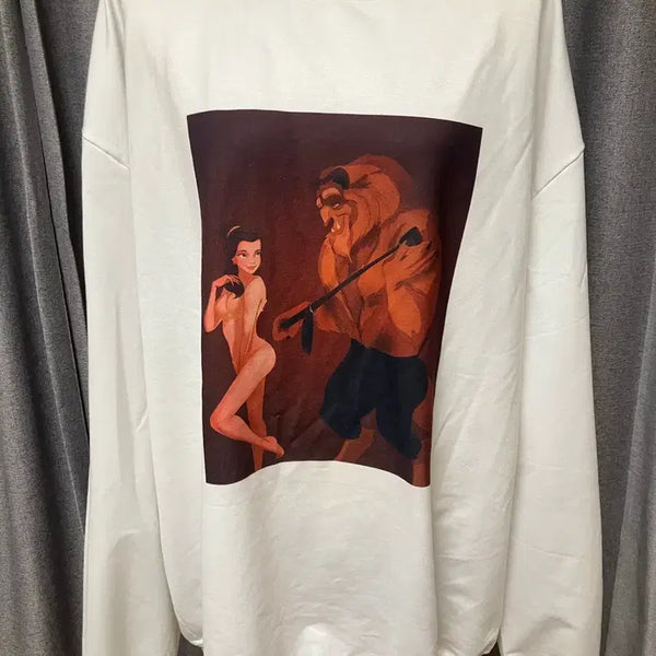 [BUNJANG] Beauty and the Beast Graphic Long Sleeve T-Shirt / (거의 새상품) 긴팔 티셔츠 미녀와 야수 프린팅 맨투맨