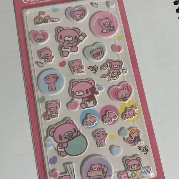 [BUNJANG] Gloomy Bear 3D Flocked Sticker / 글루미베어 입체 플로키 스티커
