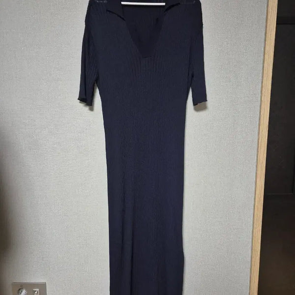 [BUNJANG] Navy Ja-ju Knit Long Dress / 자주 원피스
