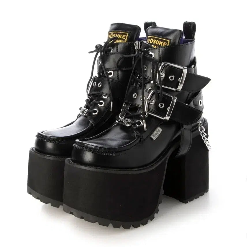 [BUNJANG] YOSUKE Platform Lace-Up Boots / 요스케 통굽 레이스 업 부츠 지뢰계양산형 고딕 고스 펑크