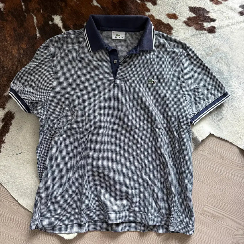 [BUNJANG] Lacoste Houndstooth Pattern Polo T-Shirt / 라코스테 하운드투스패턴 PK티셔츠 ( made in japan)