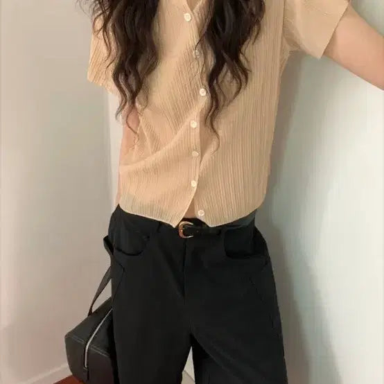 [BUNJANG] LaBote Pleated Blouse Beige / 라보떼 플리츠 블라우스