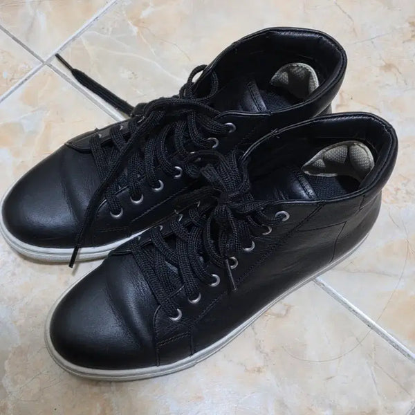 [BUNJANG] Polo Ralph Lauren Leather High-Top Sneakers US 7 (240) / 폴로 랄프로렌 가죽 하이 스니커즈 US 7(240)