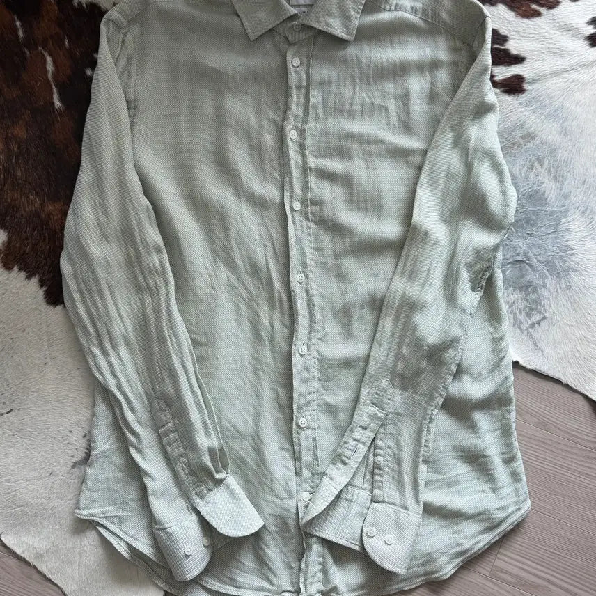 [BUNJANG] Giorgio Armani Collezioni Green Cotton Shirt / 아르마니 콜레지오니 그린 코튼 셔츠