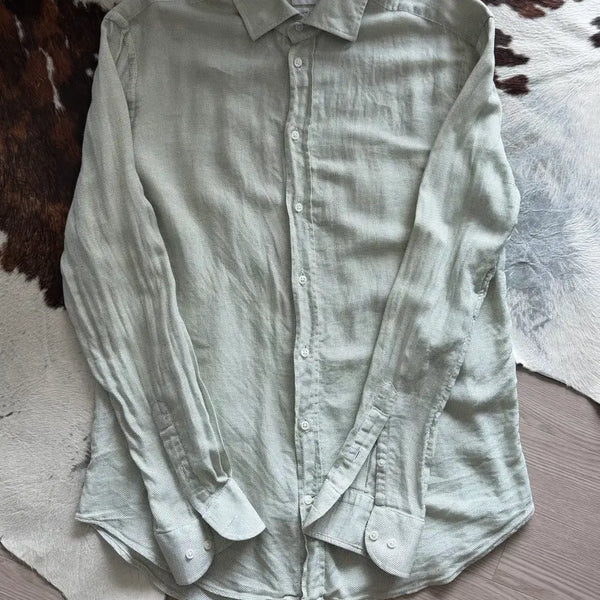 [BUNJANG] Giorgio Armani Collezioni Green Cotton Shirt / 아르마니 콜레지오니 그린 코튼 셔츠