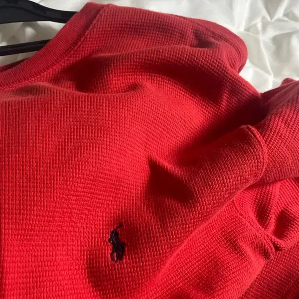 [BUNJANG] Polo Ralph Lauren Red Waffle Knit Sweater / 폴로 랄프로렌 레드 와플 니트