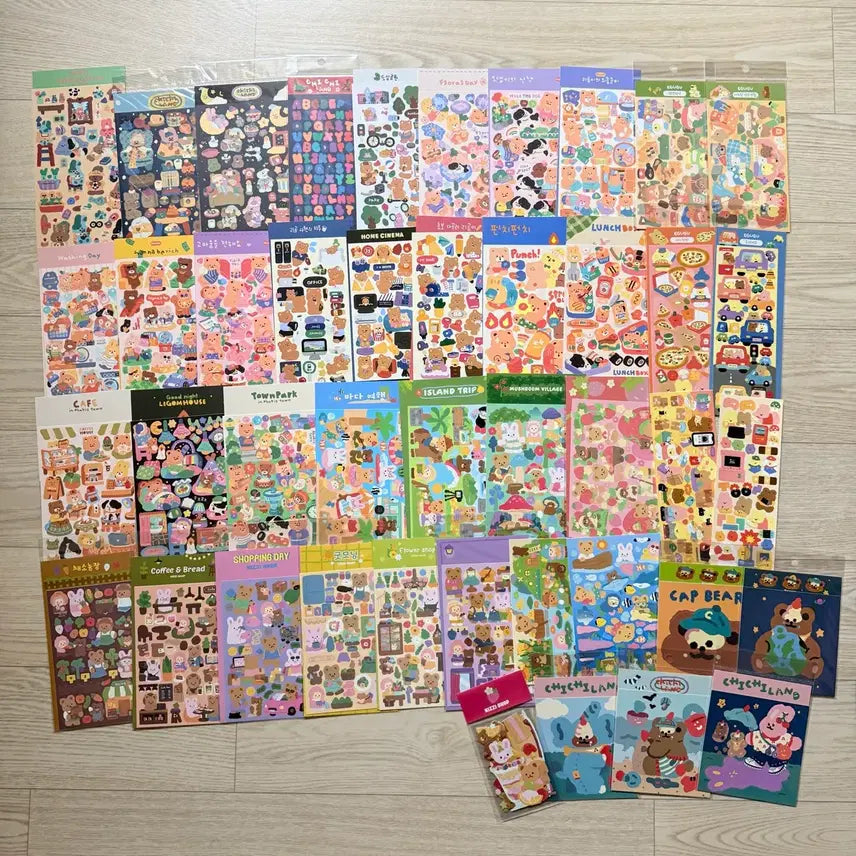 [BUNJANG] Chichiland, Carzizi, Kichistore, Egugu Seal Stickers Bundle Set (42 pcs) + Sticker Pack / 치치랜드, 카키즈, 키찌상점, 에구구 씰스 일괄 42장 + 조각스티커팩