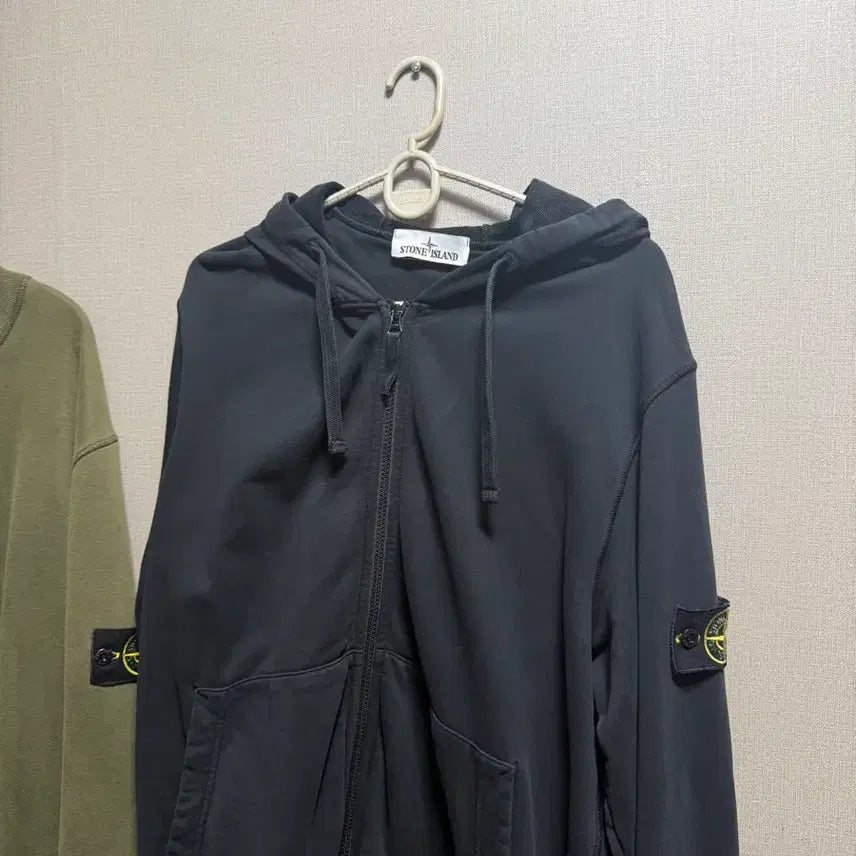 [BUNJANG] Stone Island Zip-Up Hoodie Black XXL / 스톤아일랜드 집업 후드 블랙 XXL