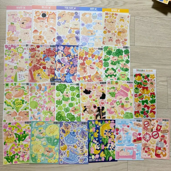 [BUNJANG] Dingul Daenggul Sticker Set 22 pcs Bundle / 딩굴댕굴 씰스 22장 일괄