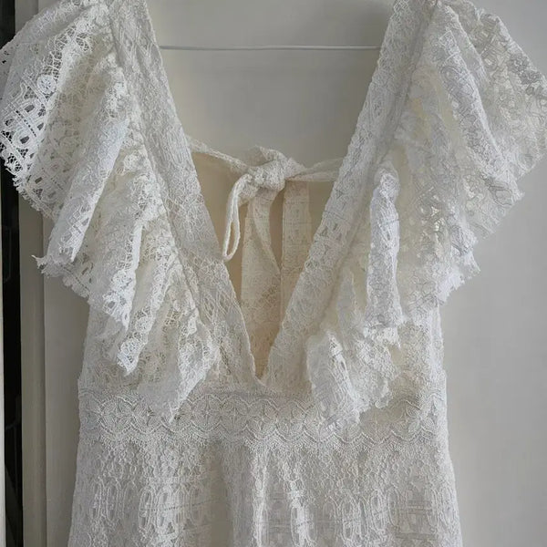 [BUNJANG] White Lace Jumpsuit / 화이트 레이스 점프수트