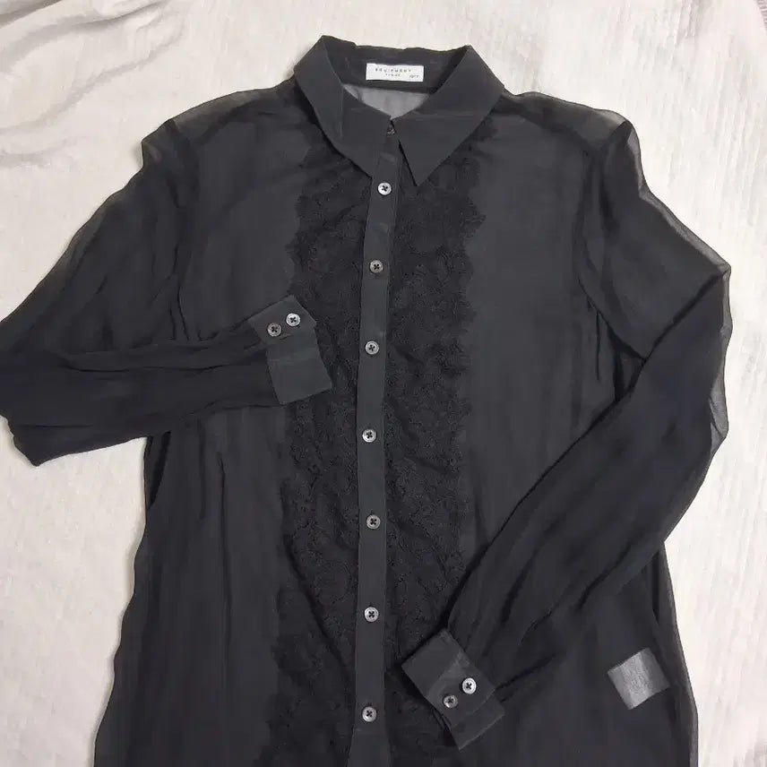[BUNJANG] Equipment Silk Black See-Through Blouse XS / 이큅먼트EQUIPMENT 실크 블랙시스루 블라우스 XS