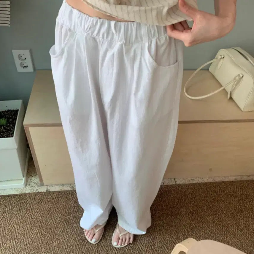 [BUNJANG] Le Havre Jogger Training Pants White / 르아브르 추리닝바지(44000